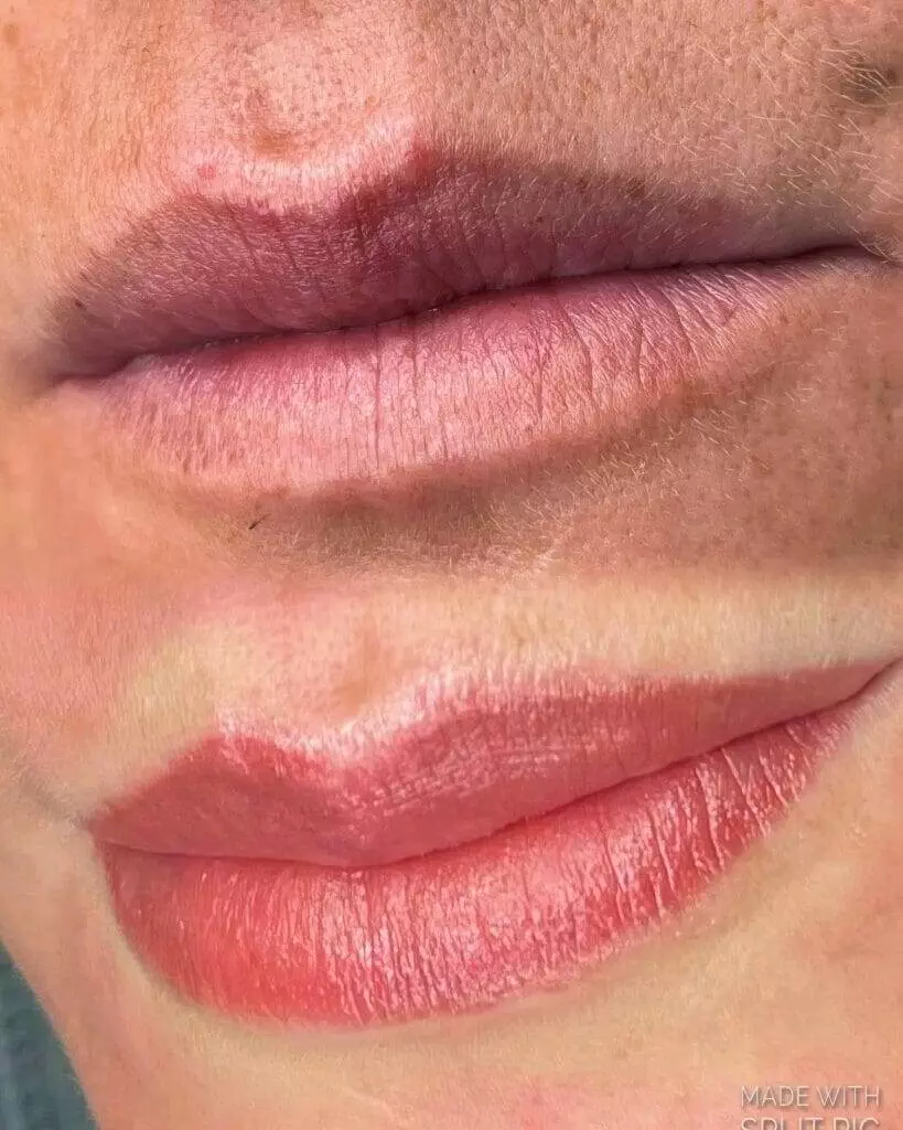 A woman's lips transformed after lip injections.