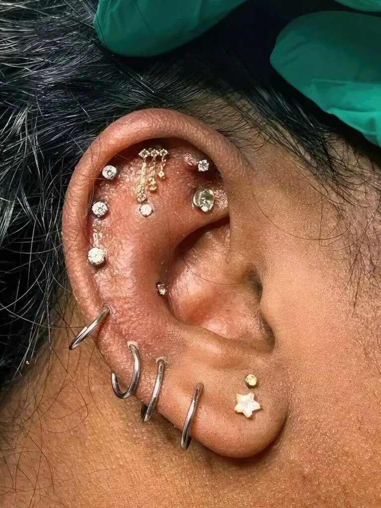 A woman with ear piercings named Ronnie Shaw.